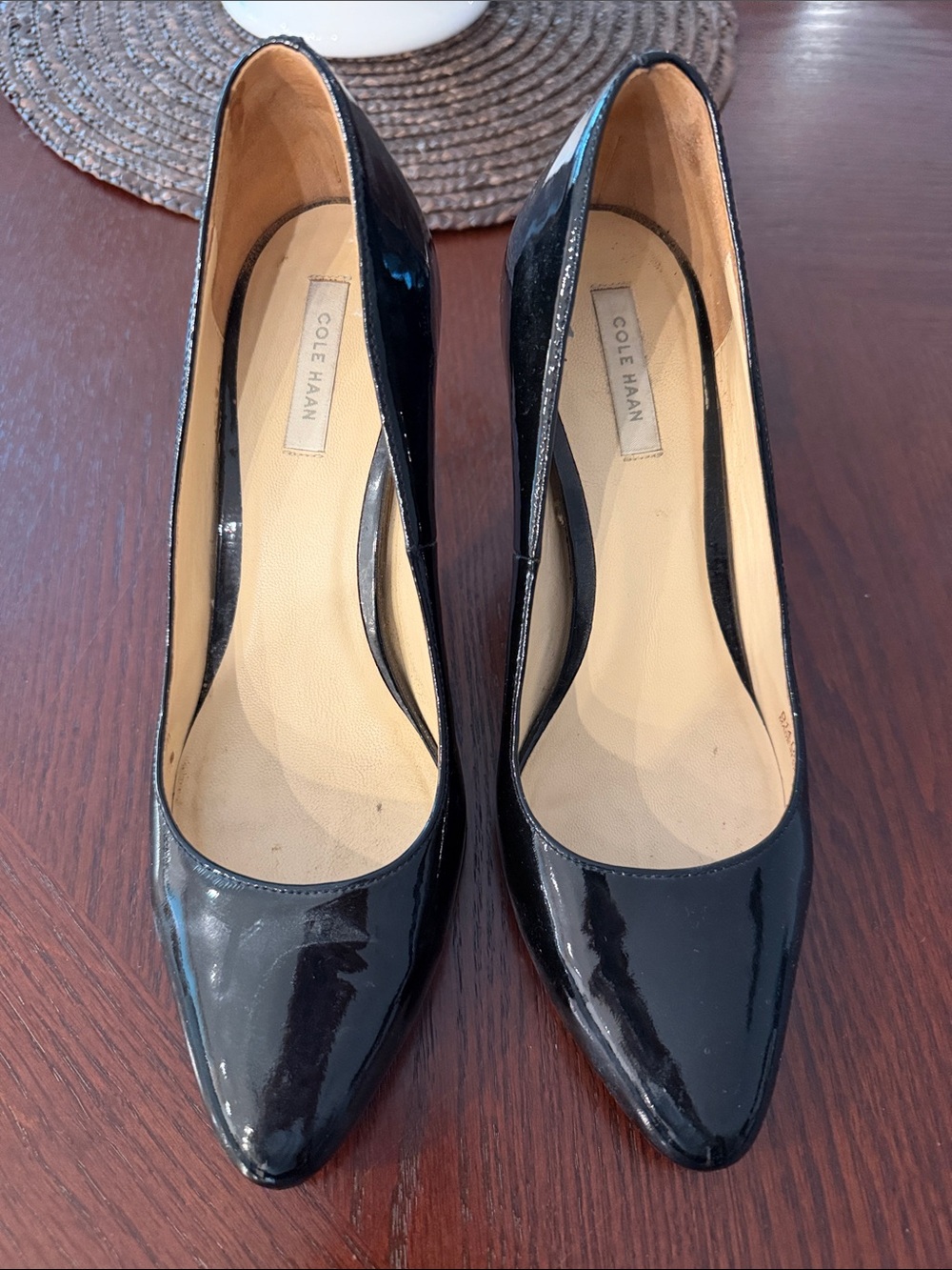 Cole Haan Black Patent Pointed-Toe Heels
